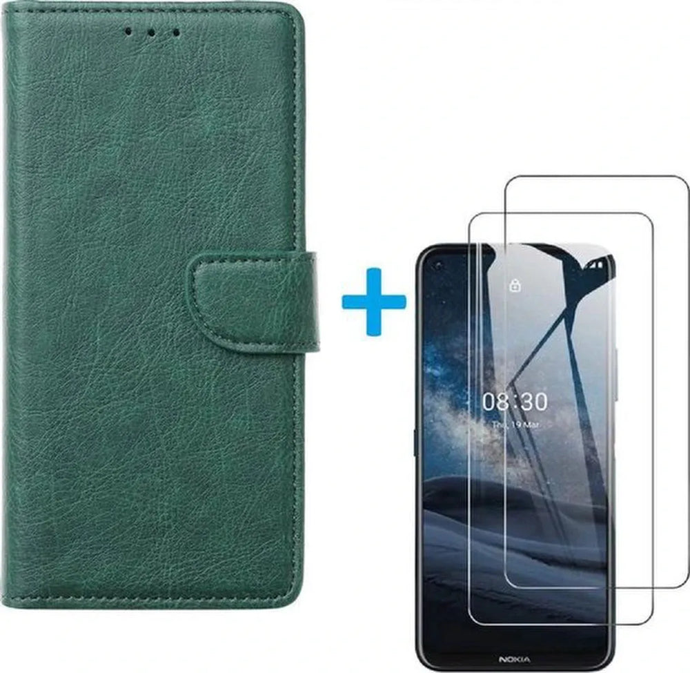 Nokia 8.3 Hoesjes – Bookcase Portemonneehoes – Magneetsluiting & Pasjeshouder – Inclusief 2x Screenprotector – Groen-Ilumina Benelux