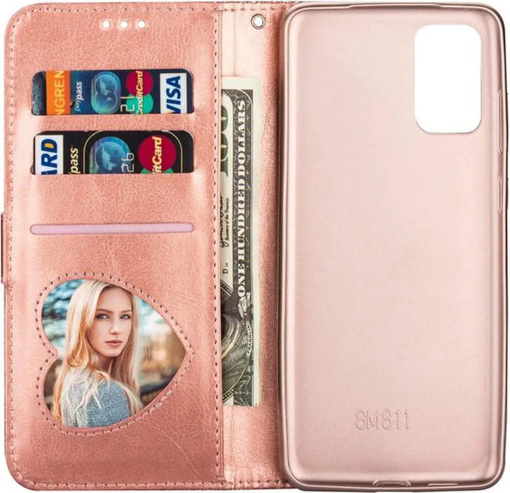 Samsung Galaxy A32 5G Hoesjes – Glitter Portemonnee Case – Rits & Koord – Pasjeshouder – Roségoud-Ilumina Benelux