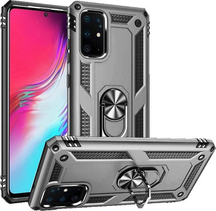Samsung Galaxy S20 Hoesjes – Magnetische Ring Backcover – Schokbestendig TPU – Standfunctie – Zilver-Ilumina Benelux