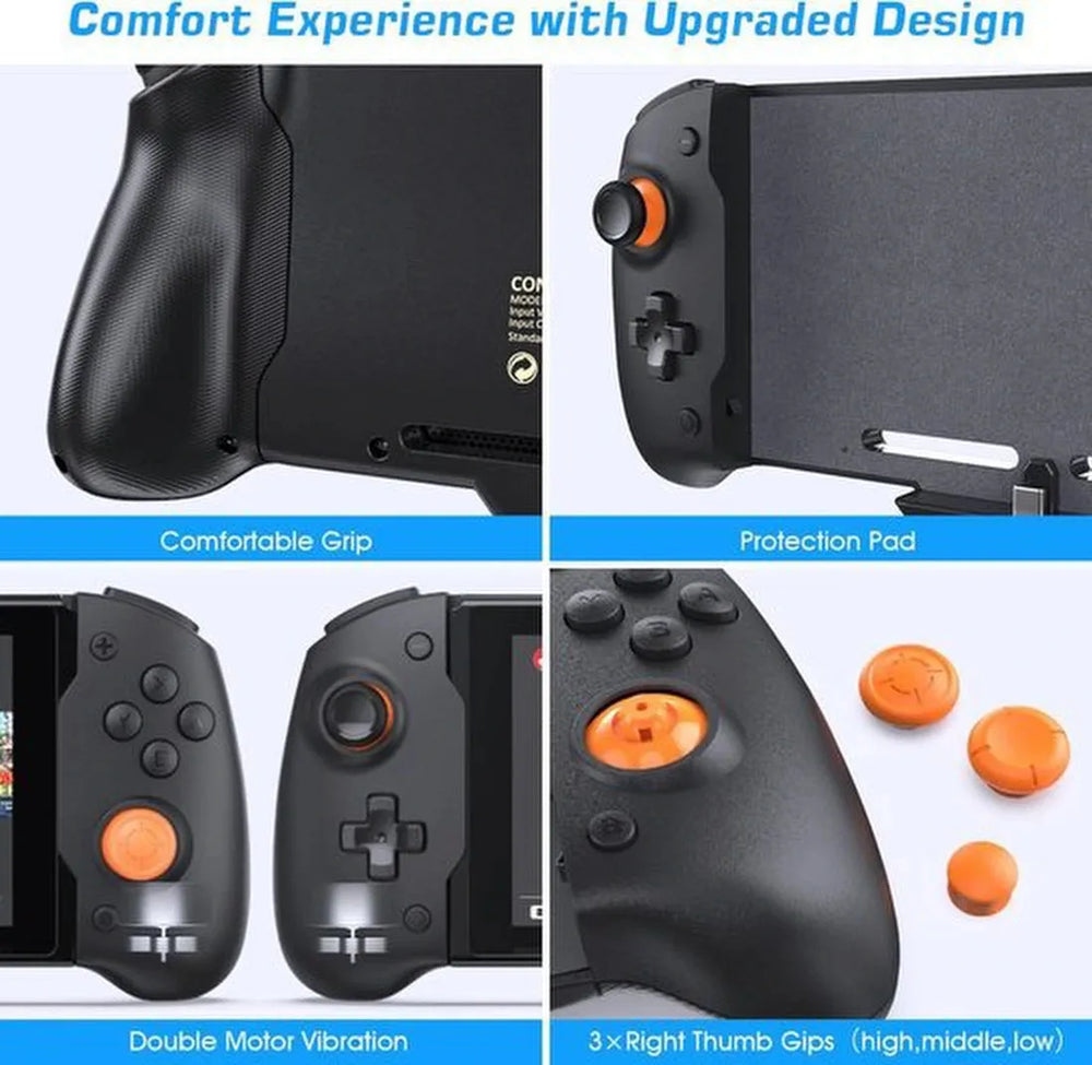Gamepad – Geschikt voor Nintendo Switch Joy-Con – Controller Handgreep – Dubbele Motor Trillingen – Zwart-Ilumina Benelux