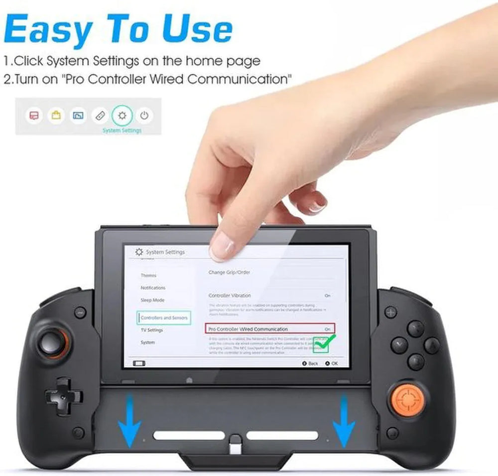 Gamepad – Geschikt voor Nintendo Switch Joy-Con – Controller Handgreep – Dubbele Motor Trillingen – Zwart-Ilumina Benelux