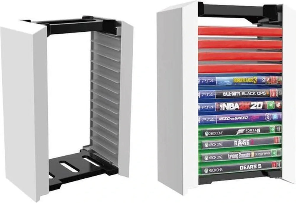Game opbergrek – Gaming tower organizer – Spellenhouder standaard – Voor Nintendo Switch, PS5/PS4 & Xbox One games – Zwart-Ilumina Benelux