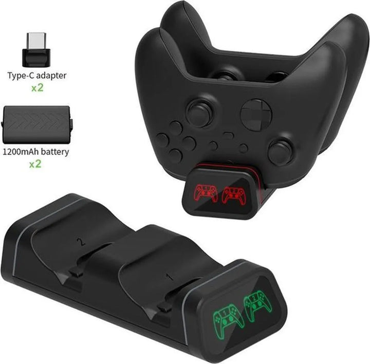 Controller oplaadstation – Geschikt voor Xbox Series X/S – Dual Charger – 2 oplaadbare accu’s – Zwart-Oplaadstation controllers-Ilumina Benelux