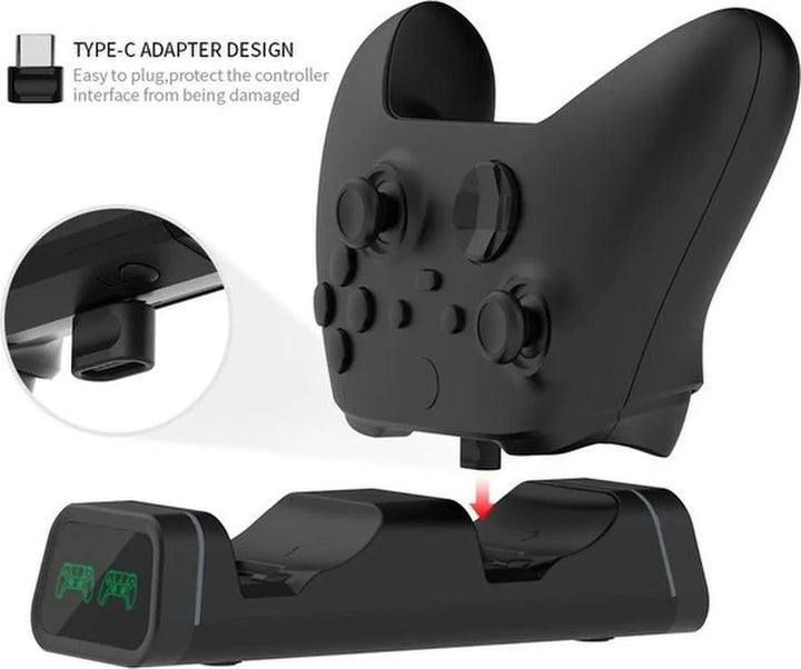 Controller oplaadstation – Geschikt voor Xbox Series X/S – Dual Charger – 2 oplaadbare accu’s – Zwart-Oplaadstation controllers-Ilumina Benelux