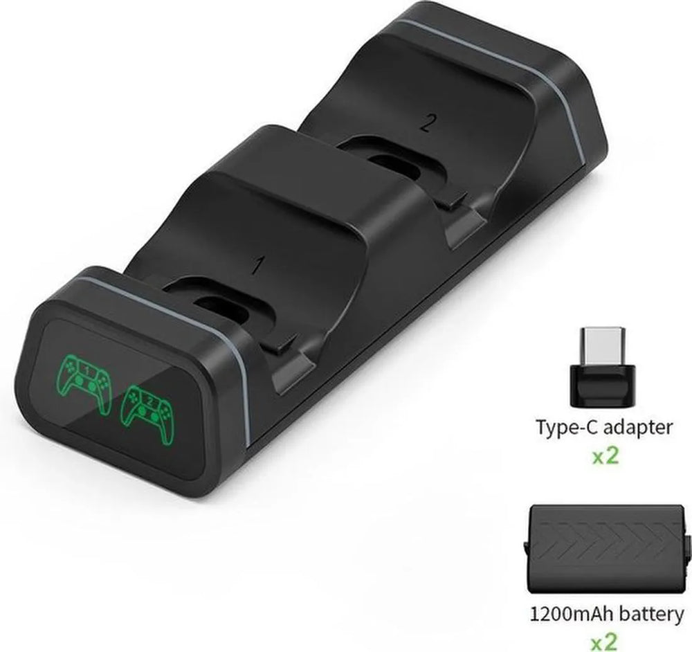 Controller oplaadstation – Geschikt voor Xbox Series X/S – Dual Charger – 2 oplaadbare accu’s – Zwart-Oplaadstation controllers-Ilumina Benelux