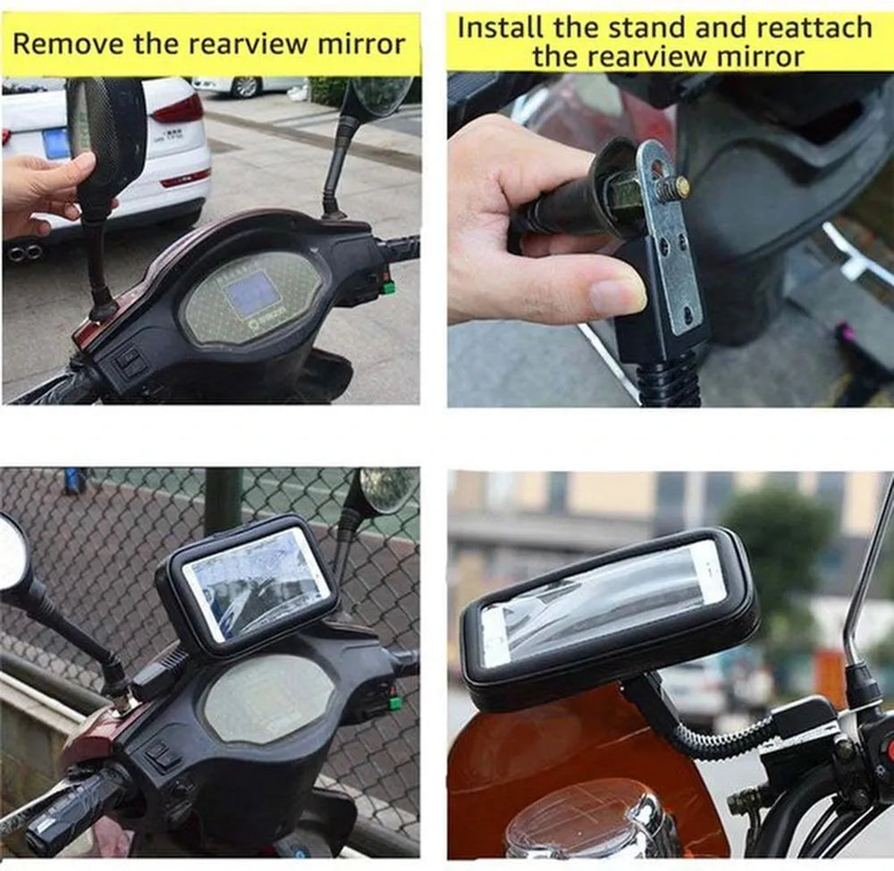 Telefoonhouder motor – Waterdicht – Voor brommer & scooter – Stevige klem – Zwart-Ilumina Benelux