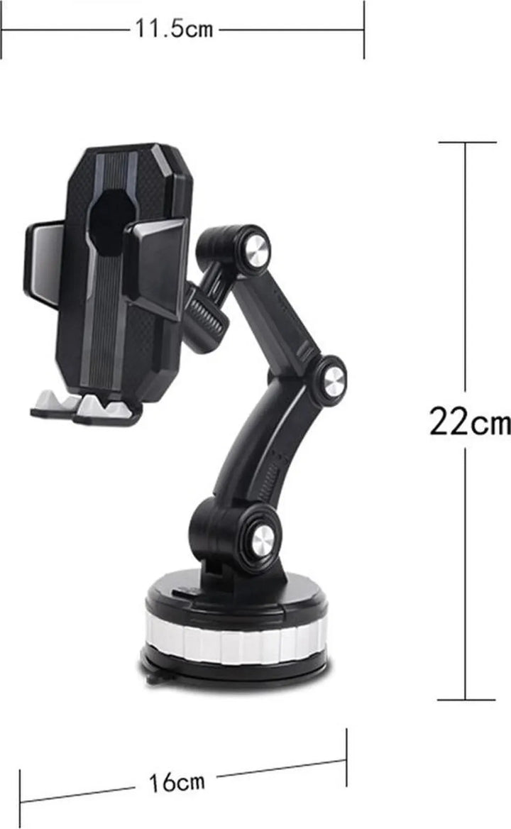 Telefoonhouder auto – Zuignap houder voor voorruit & dashboard – Stevige grip – 360° draaibaar – Zwart-Ilumina Benelux