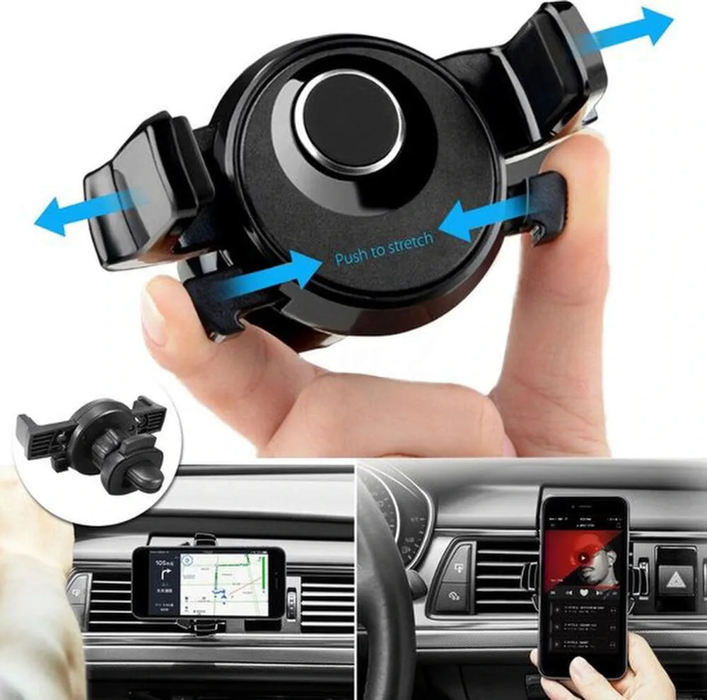 Telefoonhouder auto – Ventilatierooster – Kliksysteem – Stevige grip – Zwart-Telefoonhouders-Ilumina Benelux