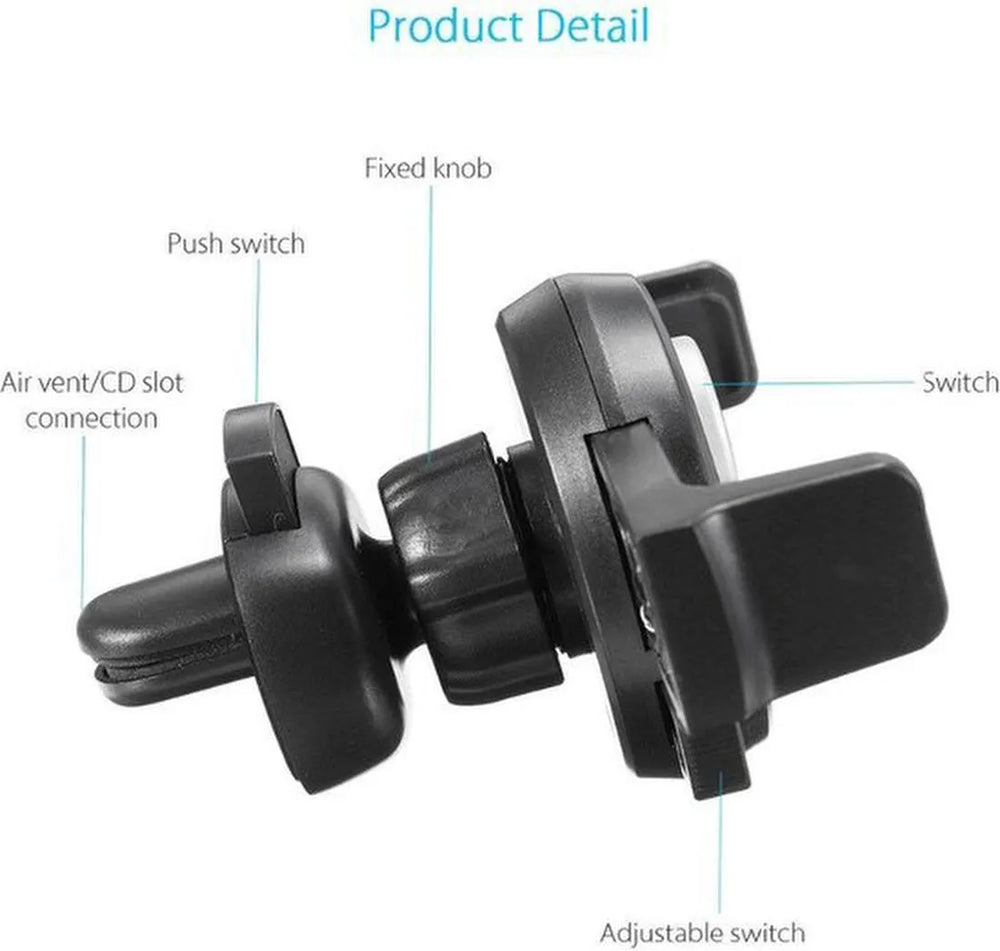 Telefoonhouder auto – Ventilatierooster – Kliksysteem – Stevige grip – Zwart-Telefoonhouders-Ilumina Benelux