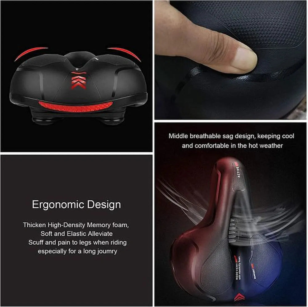 Fietszadel – Ergonomisch Breed Tourzadel – Traagschuim Langzame Rebound – Hol Design – Unisex Zwart-Ilumina Benelux
