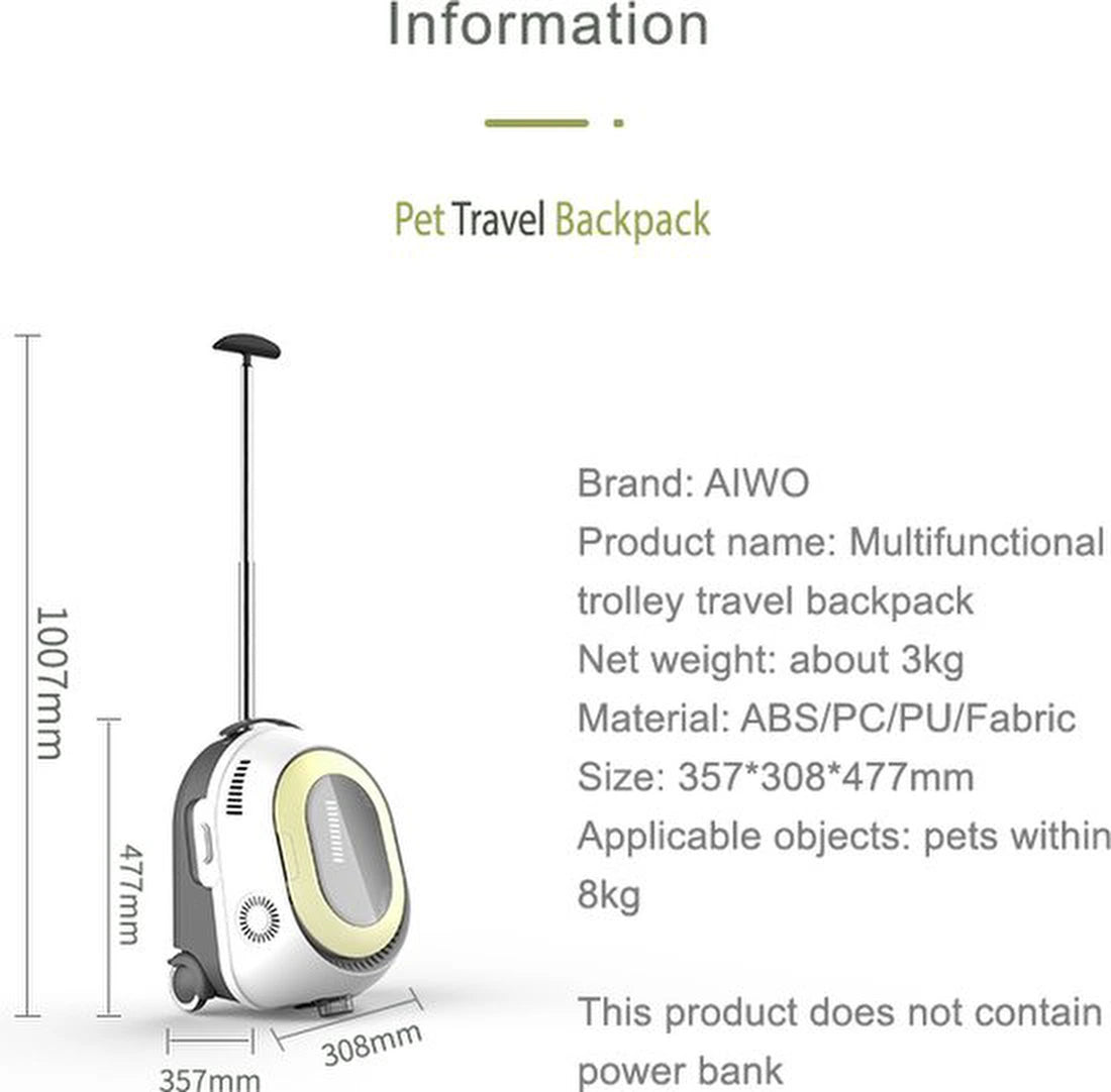 Kattentas | Huisdiertas | katten honden reistas | dieren transport tas | rugzak | draagtas | rug dierentas voor huisdieren met zwenkwielen - honden en katten