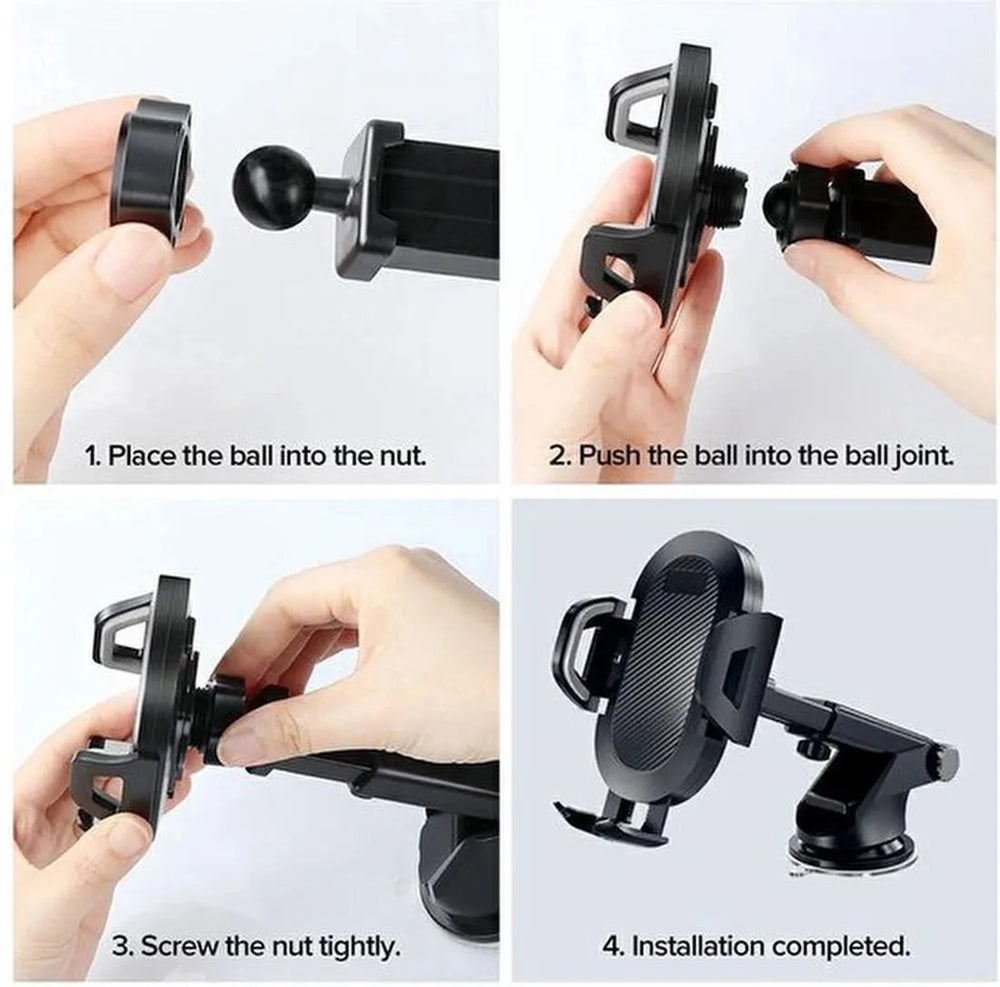 Telefoonhouder auto – Zuignap voor voorruit & dashboard – 360° draaibaar – Geschikt voor iPhone 12/13/14 – Zwart-Ilumina Benelux