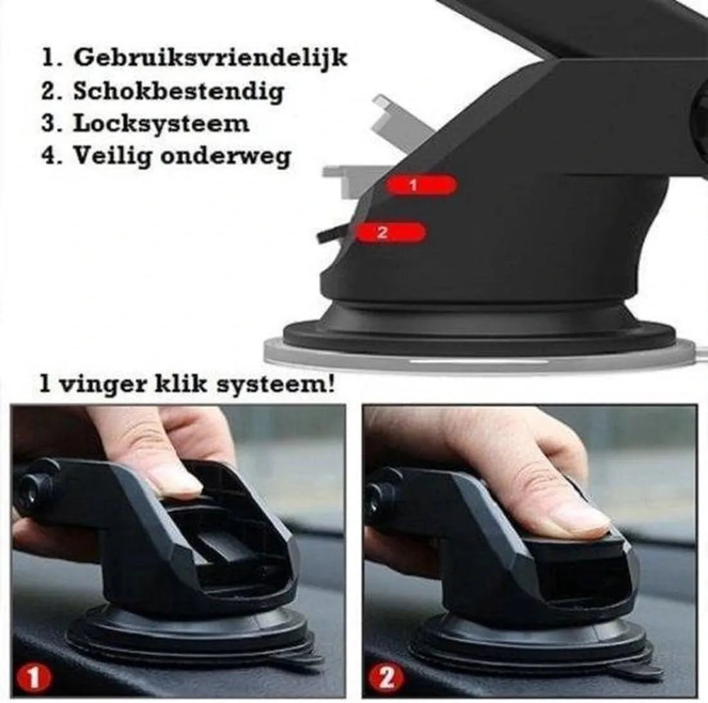 Telefoonhouder auto – Zuignap voor voorruit & dashboard – 360° draaibaar – Geschikt voor iPhone 12/13/14 – Zwart-Ilumina Benelux