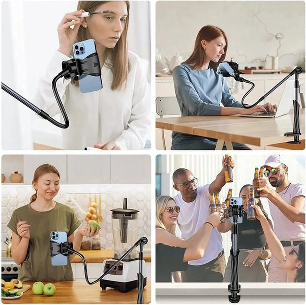 Telefoonhouder bed – Zwanenhals klemarm – Bureau & tafel standaard – Geschikt voor smartphones 4-7 inch – Zwart-Ilumina Benelux