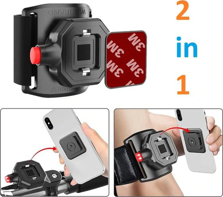 Telefoonhouder fiets – 2in1 Set met Sport Armband – Universeel – Geschikt voor iPhone & Samsung Galaxy – Zwart-Ilumina Benelux