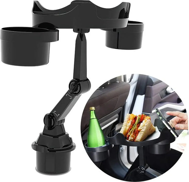 Telefoonhouder auto – Bekerhouder met uitschuifbare lade – Eettafel & opbergvak – 2-in-1 – Zwart-Ilumina Benelux