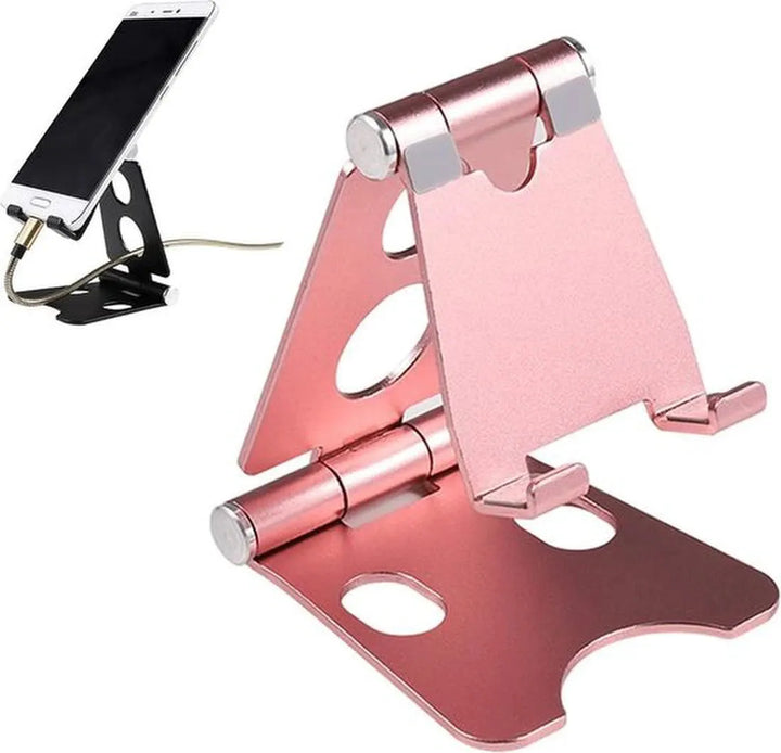 Telefoonhouder bureau – Tablethouder standaard – Aluminium verstelbaar – Antislip – Roze-Ilumina Benelux