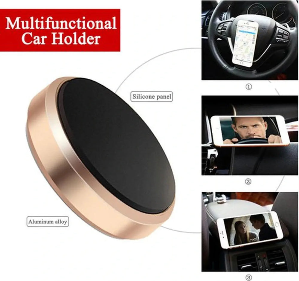 Telefoonhouder auto – Magnetische houder 360° draaibaar – Sterke magneet – Voor auto, muur & keuken – Zwart-Ilumina Benelux