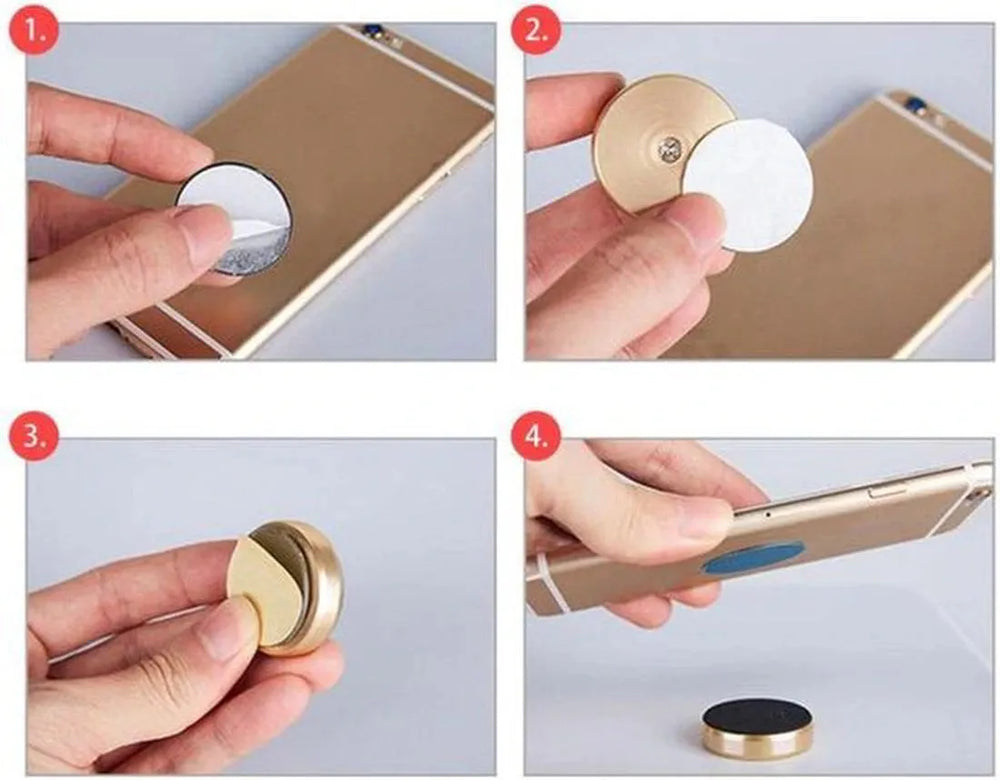 Telefoonhouder auto – Magnetische draaibare houder – Sterke magneet – Plakstrip montage – Zilver-Ilumina Benelux