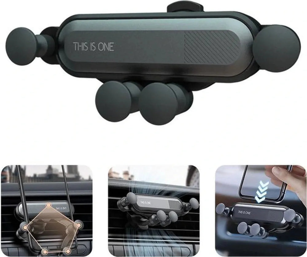 Telefoonhouder auto – Ventilatierooster & Dashboard – 360° Draaibaar – Geschikt voor iPhone & Samsung – Zwart-Telefoonhouders-Ilumina Benelux