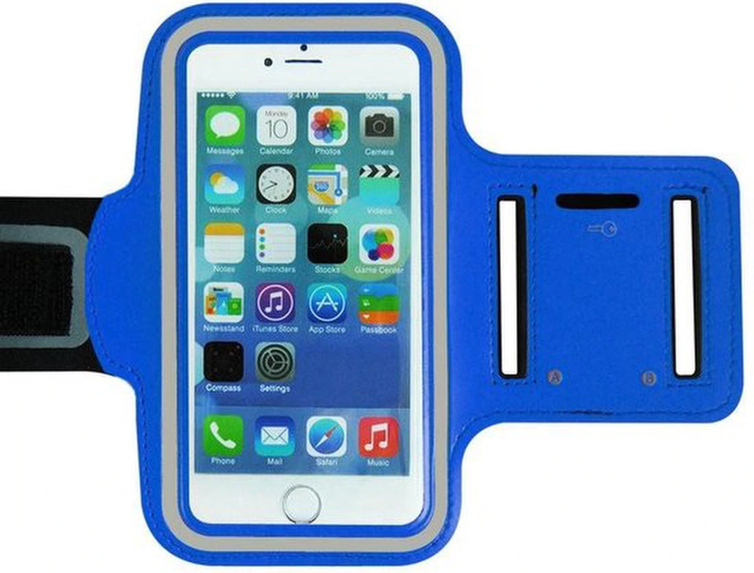 Sportarmband – Geschikt voor iPhone 14 Plus & 14 Pro Max – Hardloop armband telefoonhouder – Verstelbaar – Donkerblauw
