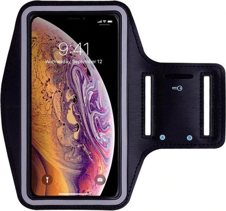 Sportarmband – Geschikt voor iPhone 11/12/13/14/15/16 Pro Max – Hardloop Armband – Verstelbaar – Zwart-Ilumina Benelux