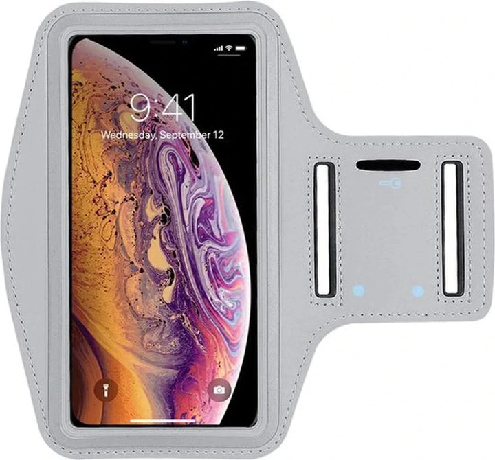 Sportarmband – Geschikt voor Samsung Galaxy A53/A54/A55 5G – Hardloop armband – Verstelbaar – Grijs-Ilumina Benelux