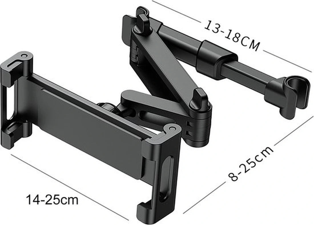 Tablethouder auto hoofdsteun – Verstelbaar – 360° draaibaar – Geschikt voor iPad/Samsung Galaxy Tab/Nintendo Switch – Zwart