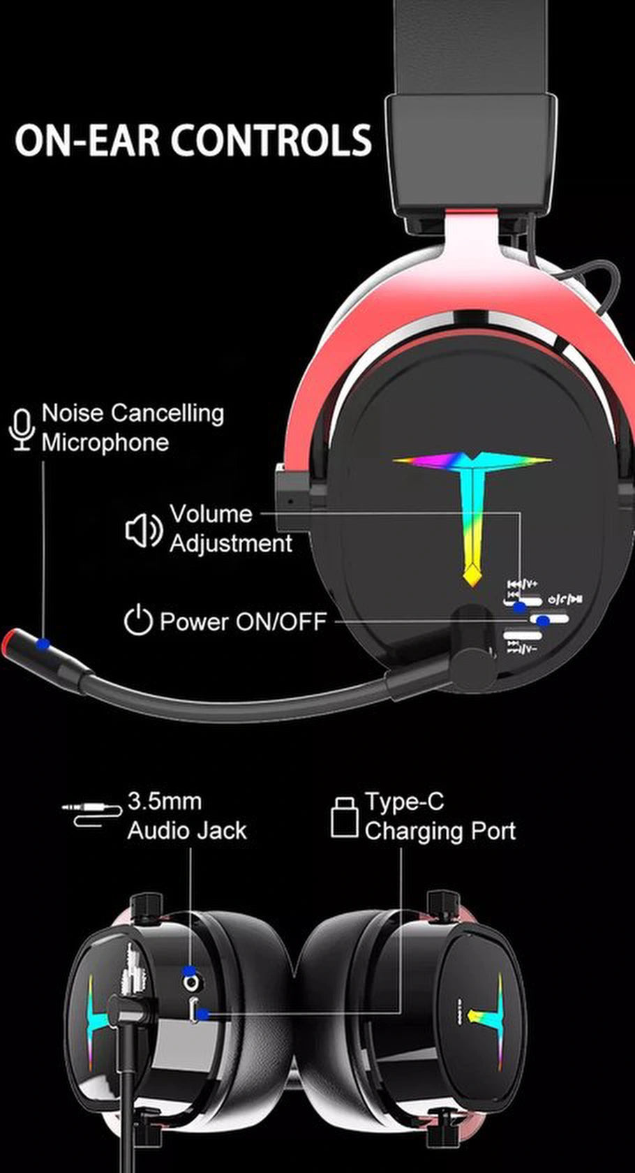 Draadloze Gaming Headset - G1000 - zwart - Geschikt voor: Playstation PS4/PS5, PC & Nintendo Switch, Laptop, iPhone en iPad