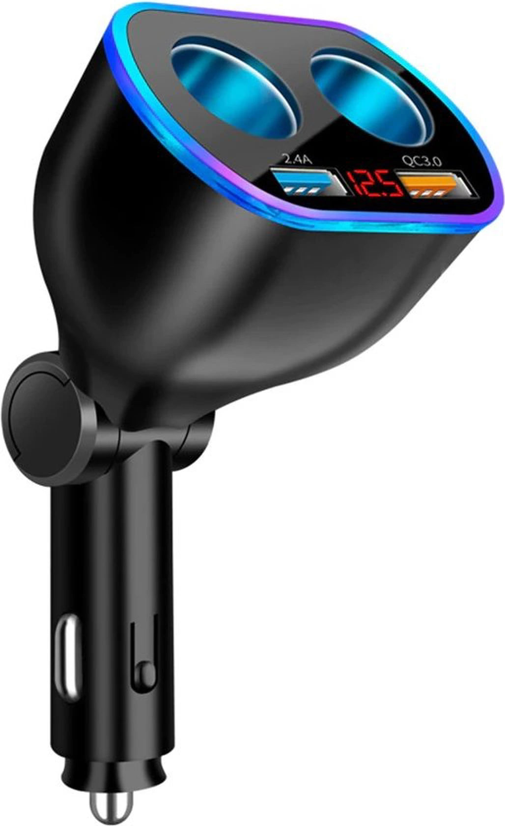 Auto USB oplader – Sigarettenaansteker splitter – 2-poorts USB-A 2.0 + USB-A 3.0 – Snelladen – Zwart