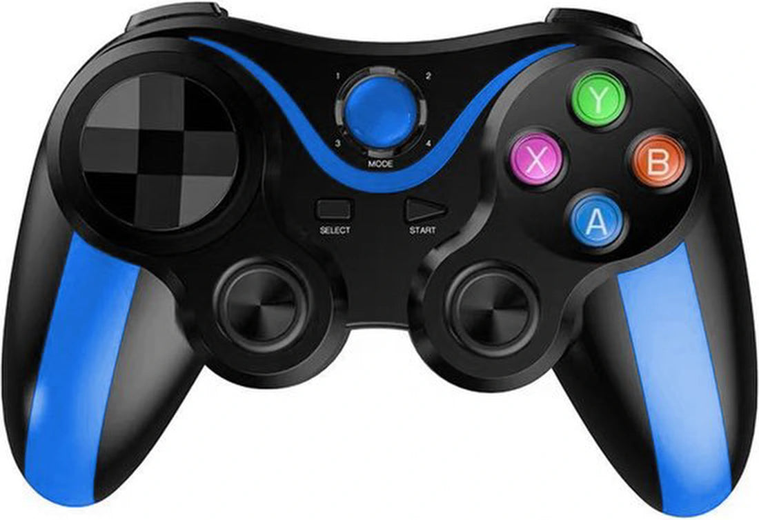Smartphone Game Controller Draadloze bluetooth Gamepad Joystick Geschikt voor Playstation 3 PS3 Android Tablet PC Laptop TV BOX met telefoonhouder - blauw