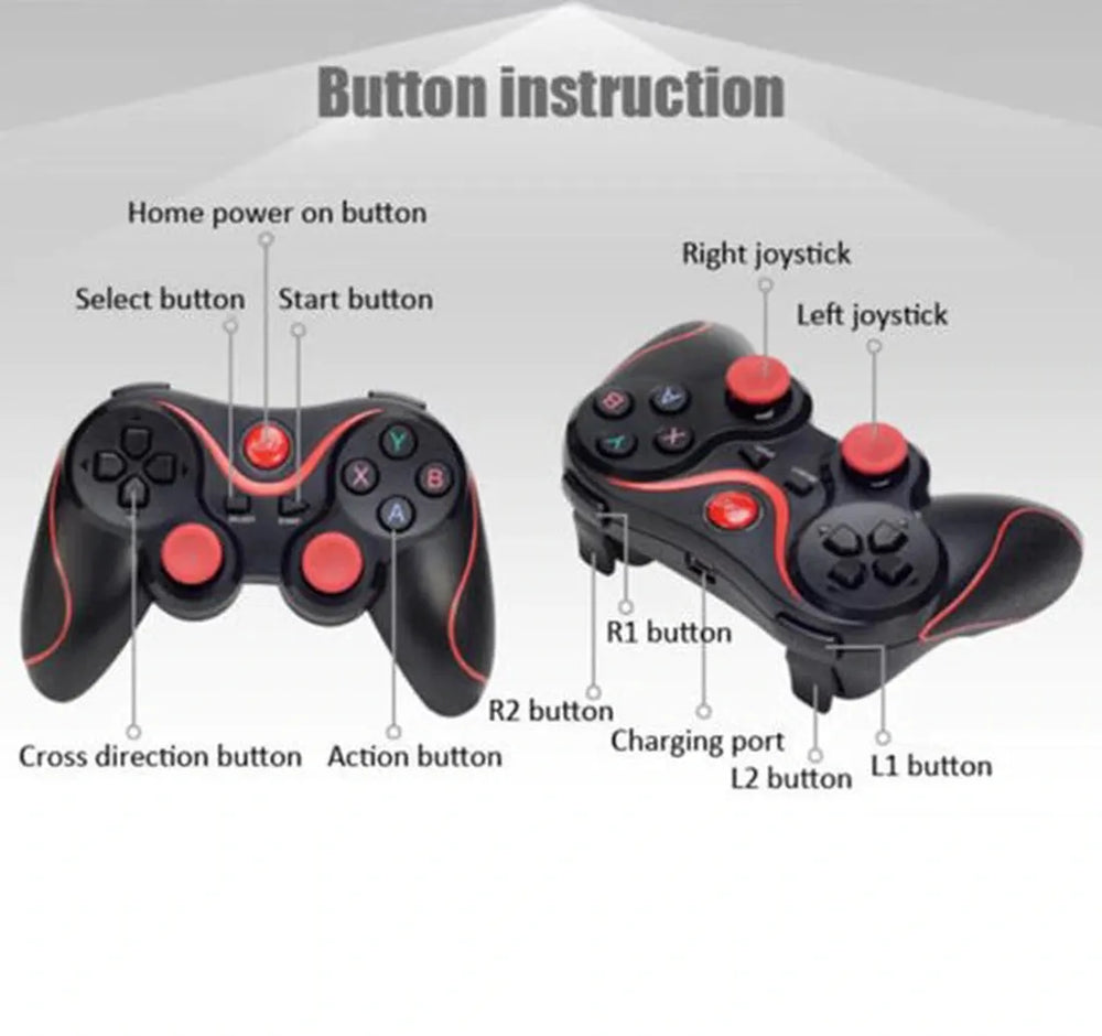 Bluetooth Game Controller – Draadloze Gamepad met Telefoonhouder – Geschikt voor PS3 Android Tablet PC Laptop TV Box – Blauw-Ilumina Benelux