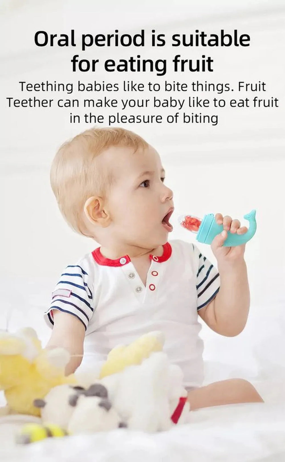 Fruitspeen baby – Siliconen fruitzuiger & bijtring – Anti verstikking – BPA-vrij – Roze-Ilumina Benelux