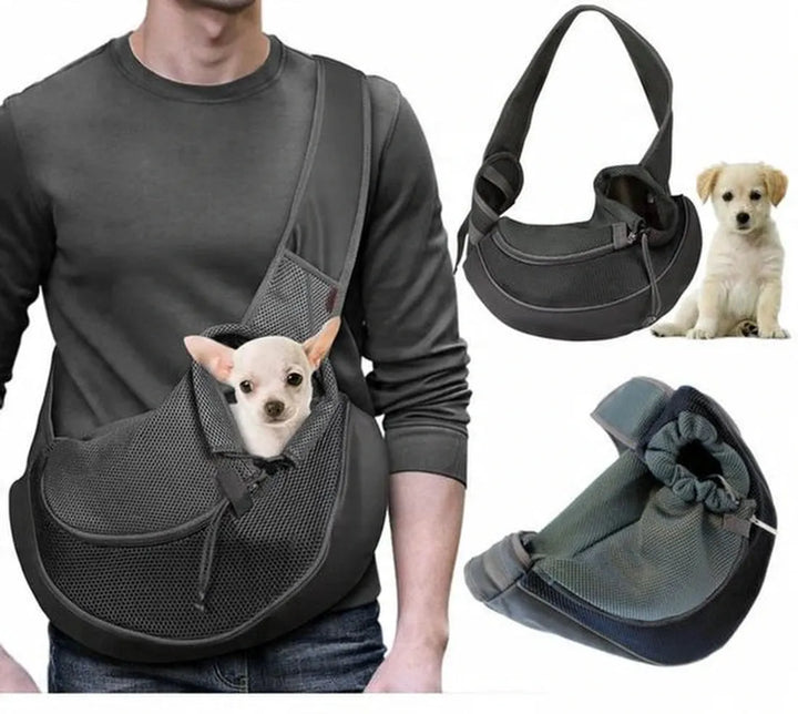 Hondendraagtas – Schoudertas Reistas – Maat L – Voor Hond en Kat – Stof – Zwart-Ilumina Benelux
