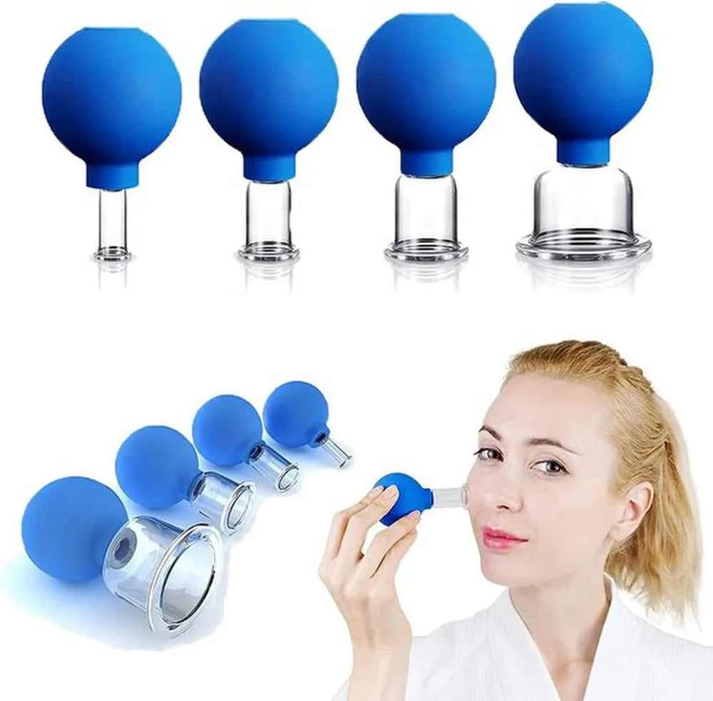 Facial cupping set – Siliconen vacuüm massage cups – Anti-cellulite – Lymfedrainage therapie – Transparant-Ilumina Benelux