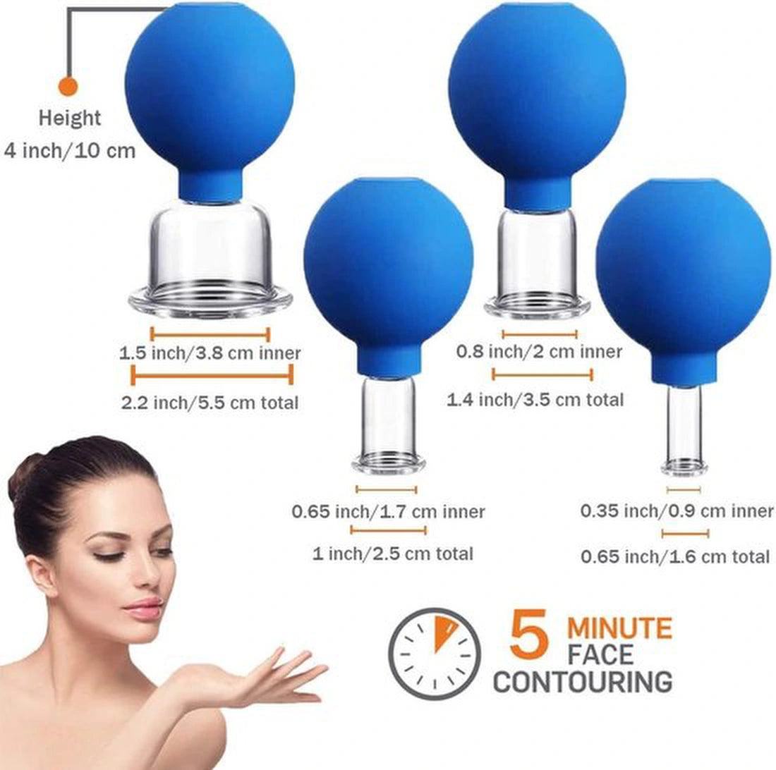 Facial cupping set – Siliconen vacuüm massage cups – Anti-cellulite – Lymfedrainage therapie – Transparant