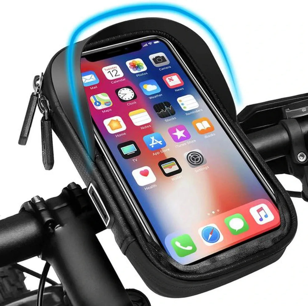 Telefoonhouder fiets – Waterdichte stuurtas – 360° draaibaar – Voor 7 inch telefoon – Zwart-Ilumina Benelux