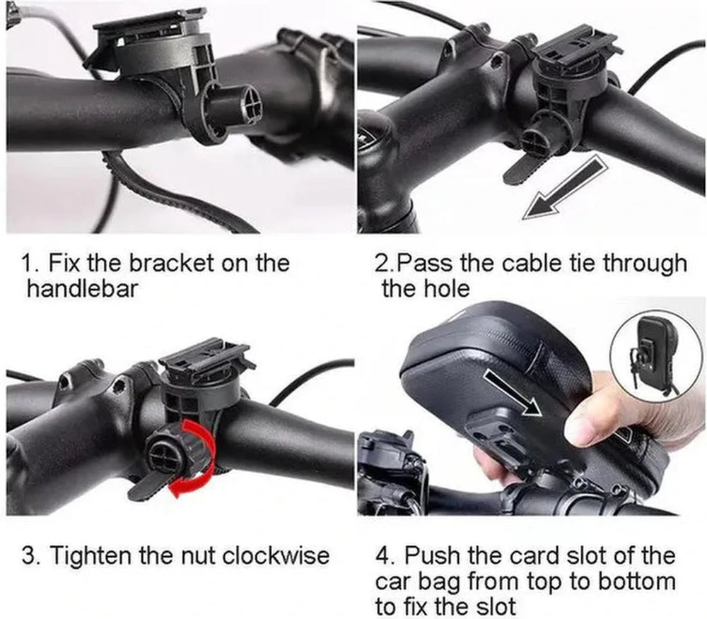 Telefoonhouder fiets – Waterdichte stuurtas – 360° draaibaar – Voor 7 inch telefoon – Zwart-Ilumina Benelux
