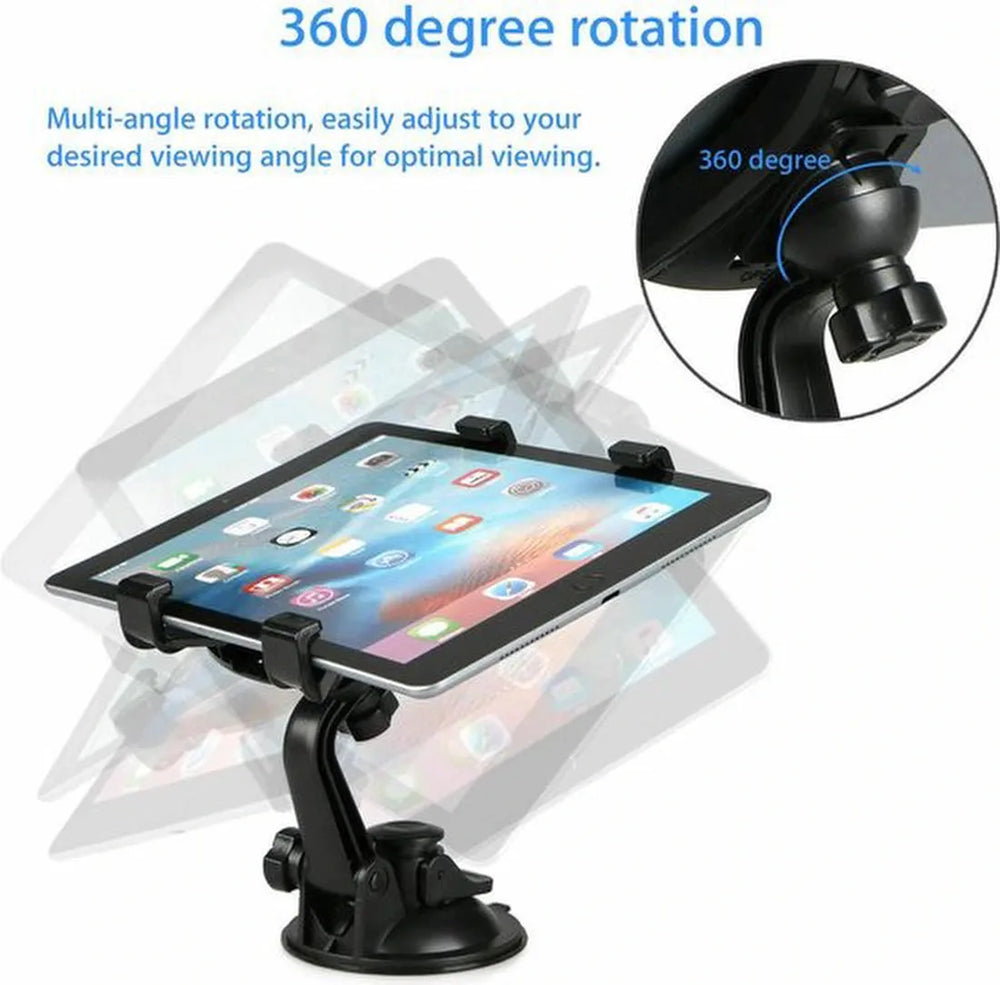 Tablethouder auto – Zuignap montage dashboard/raam/glas – 360° draaibaar – Geschikt voor iPad – Zwart-Tablethouder-Ilumina Benelux