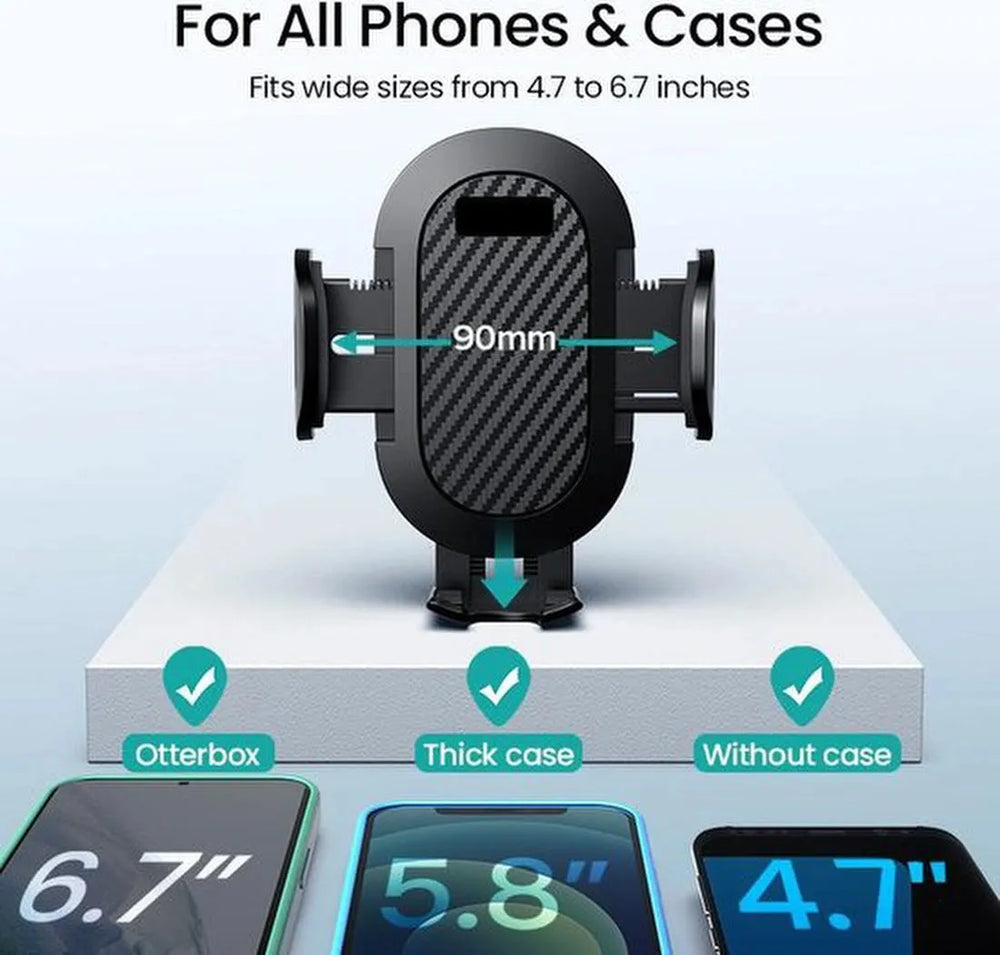 Telefoonhouder auto – Extra sterke zuignap – Voor raam & dashboard – 360° draaibaar – Zwart-Ilumina Benelux