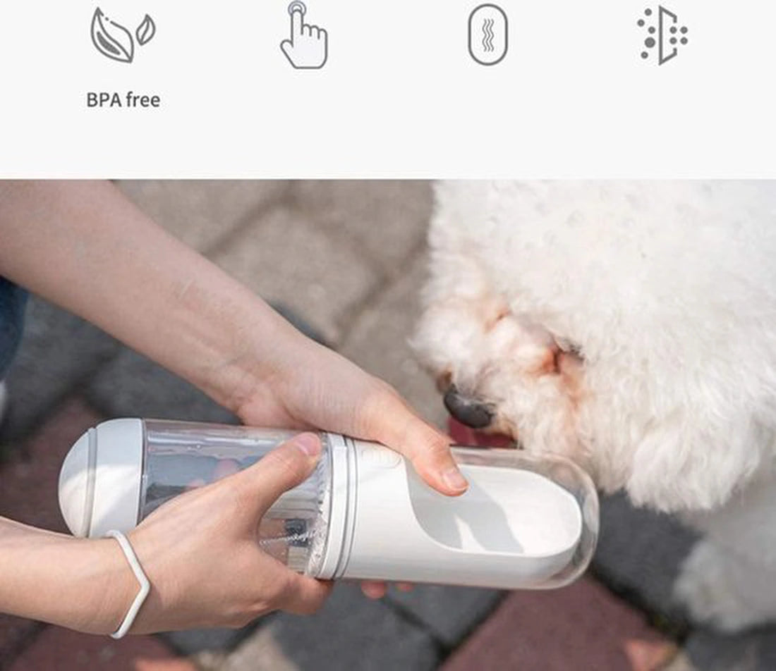 Drinkfles voor Honden met Duurzaam Filter - BPA vrij - Roze - 100% Lekvrij - Waterfles voor Volwassen Honden en Puppy's - Wandelen - Voor Onderweg - Hondencadeau