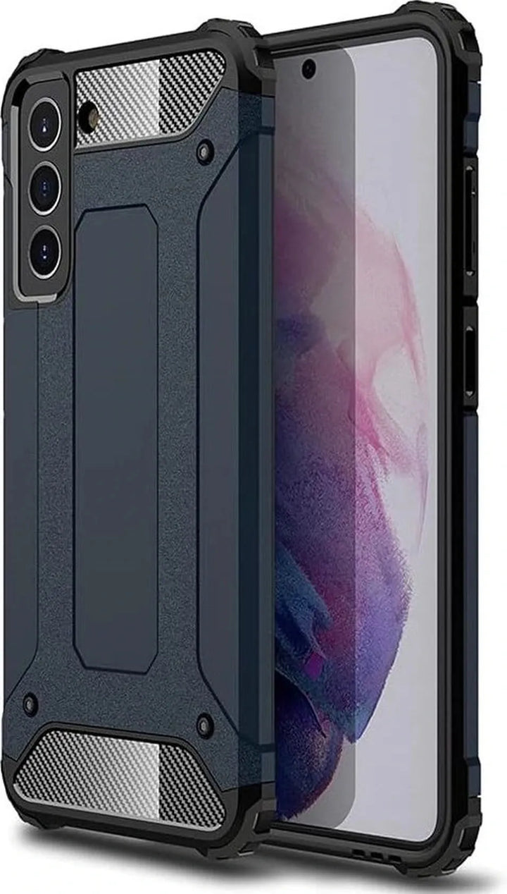 Samsung Galaxy S21 Hoesjes – Heavy Duty Armor Backcover – Schokbestendig – Blauw-Ilumina Benelux