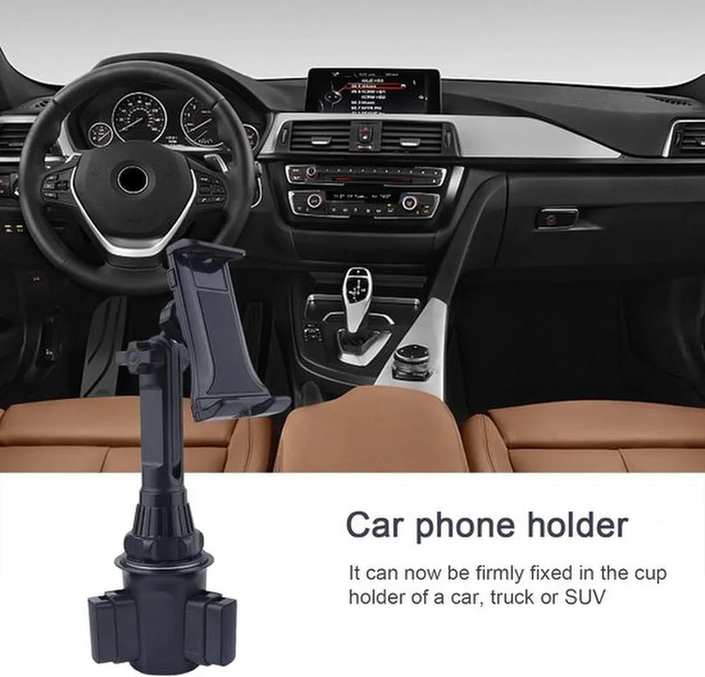 Tablethouder auto – Bekerhouder montage – Stevige grip – 360° draaibaar – Geschikt voor telefoon & tablet – Zwart-Tablethouder-Ilumina Benelux