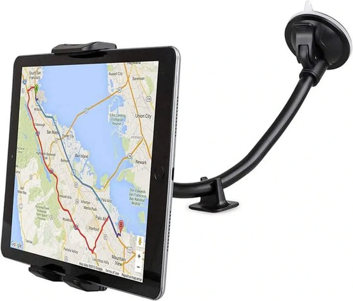 Telefoonhouder auto – 360° draaibaar – Lange arm zuignap voorruit/raam – Universeel 4-10.5 inch – Zwart-Tablethouder-Ilumina Benelux