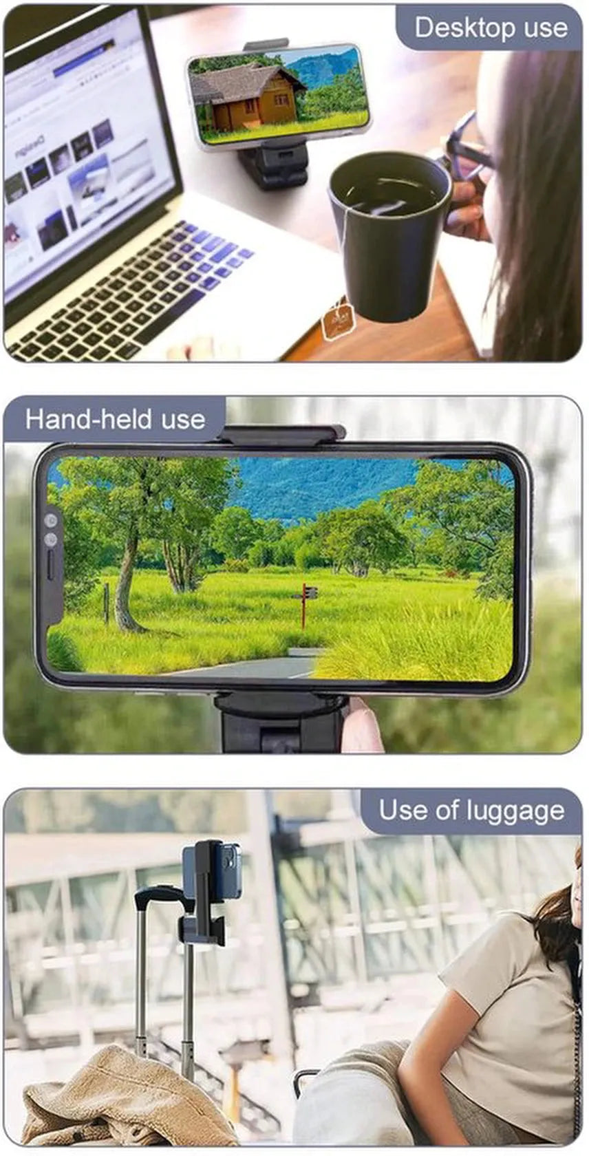 Telefoonhouder vliegtuig & trein – Tafel klemhouder – 360° draaibaar – Universeel – Zwart-Ilumina Benelux