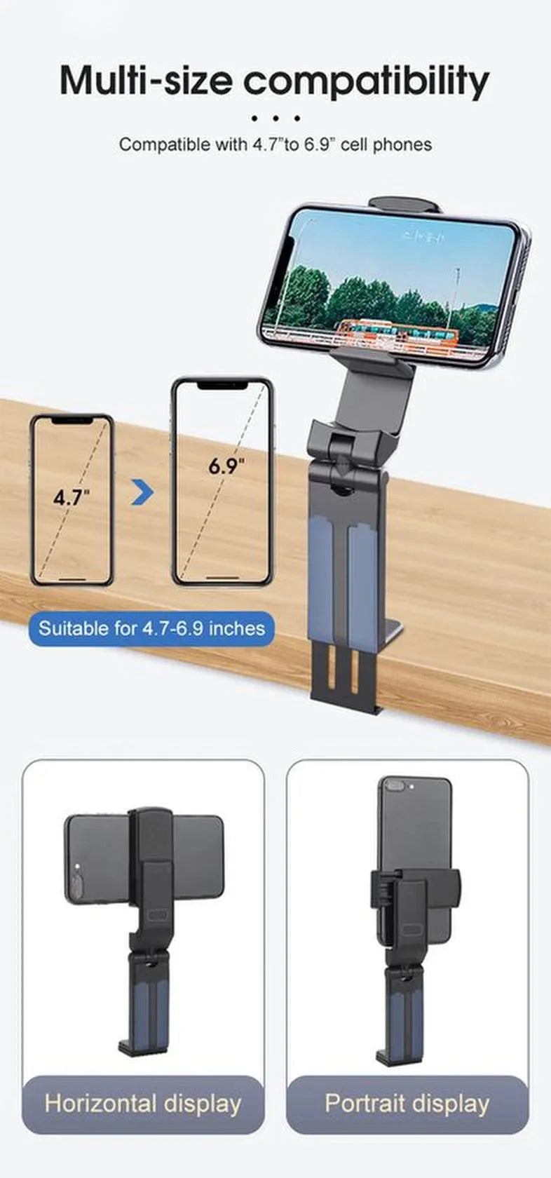 Telefoonhouder vliegtuig & trein – Tafel klemhouder – 360° draaibaar – Universeel – Zwart-Ilumina Benelux