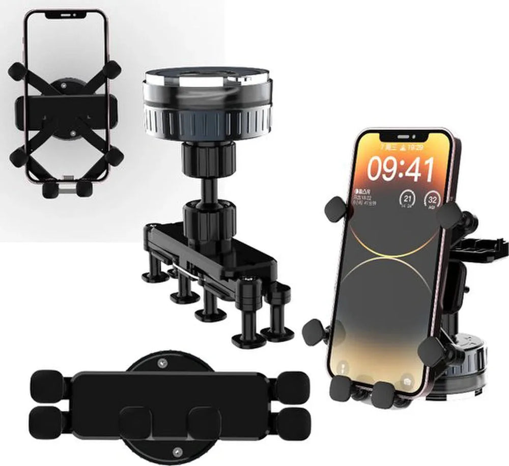 Telefoonhouder auto – Vacuüm zuignap – Voor dashboard & scherm – 360° draaibaar – Zwart-Ilumina Benelux