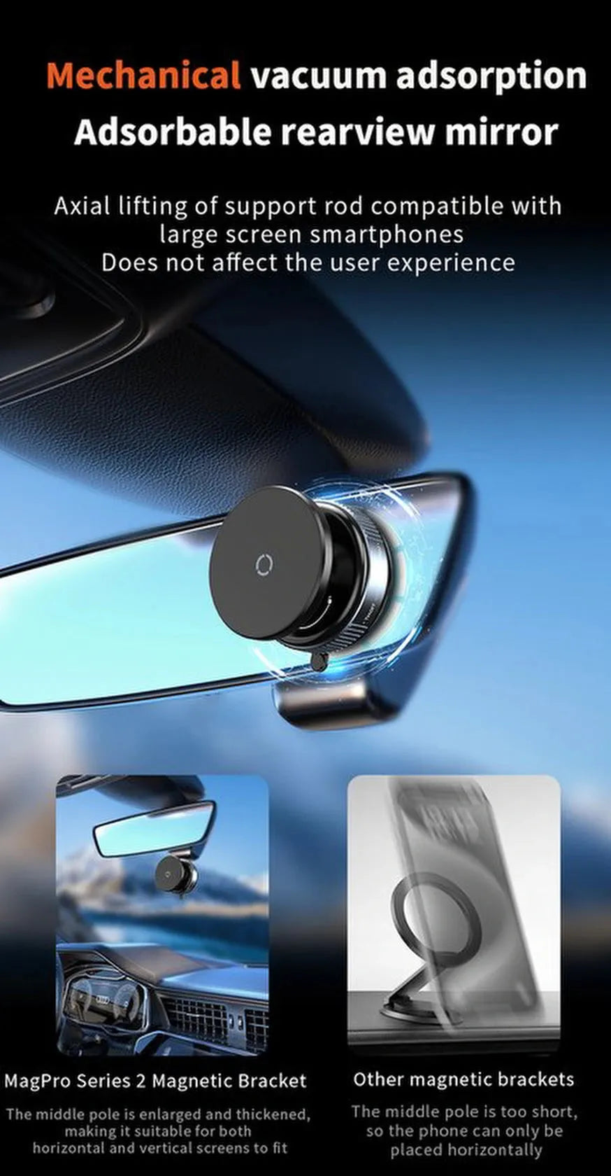 Telefoonhouder auto – Magnetisch vacuüm zuignap – 360° draaibaar & verstelbaar – Handsfree voor dashboard & glad oppervlak – Zwart-Ilumina Benelux