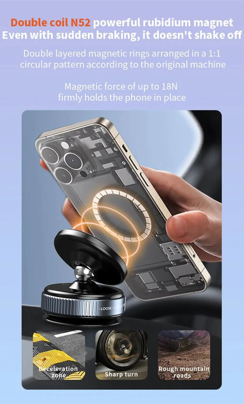 Telefoonhouder auto – Magnetisch vacuüm zuignap – 360° draaibaar & verstelbaar – Handsfree voor dashboard & glad oppervlak – Zwart-Ilumina Benelux