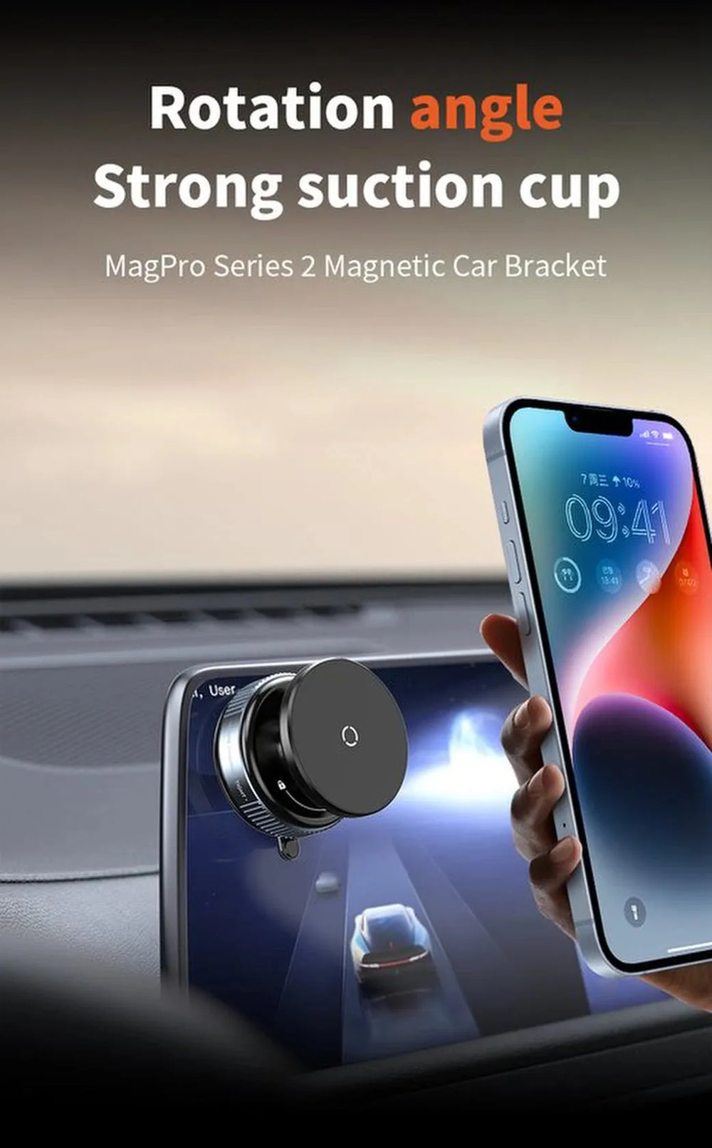Telefoonhouder auto – Magnetisch vacuüm zuignap – 360° draaibaar & verstelbaar – Handsfree voor dashboard & glad oppervlak – Zwart-Ilumina Benelux